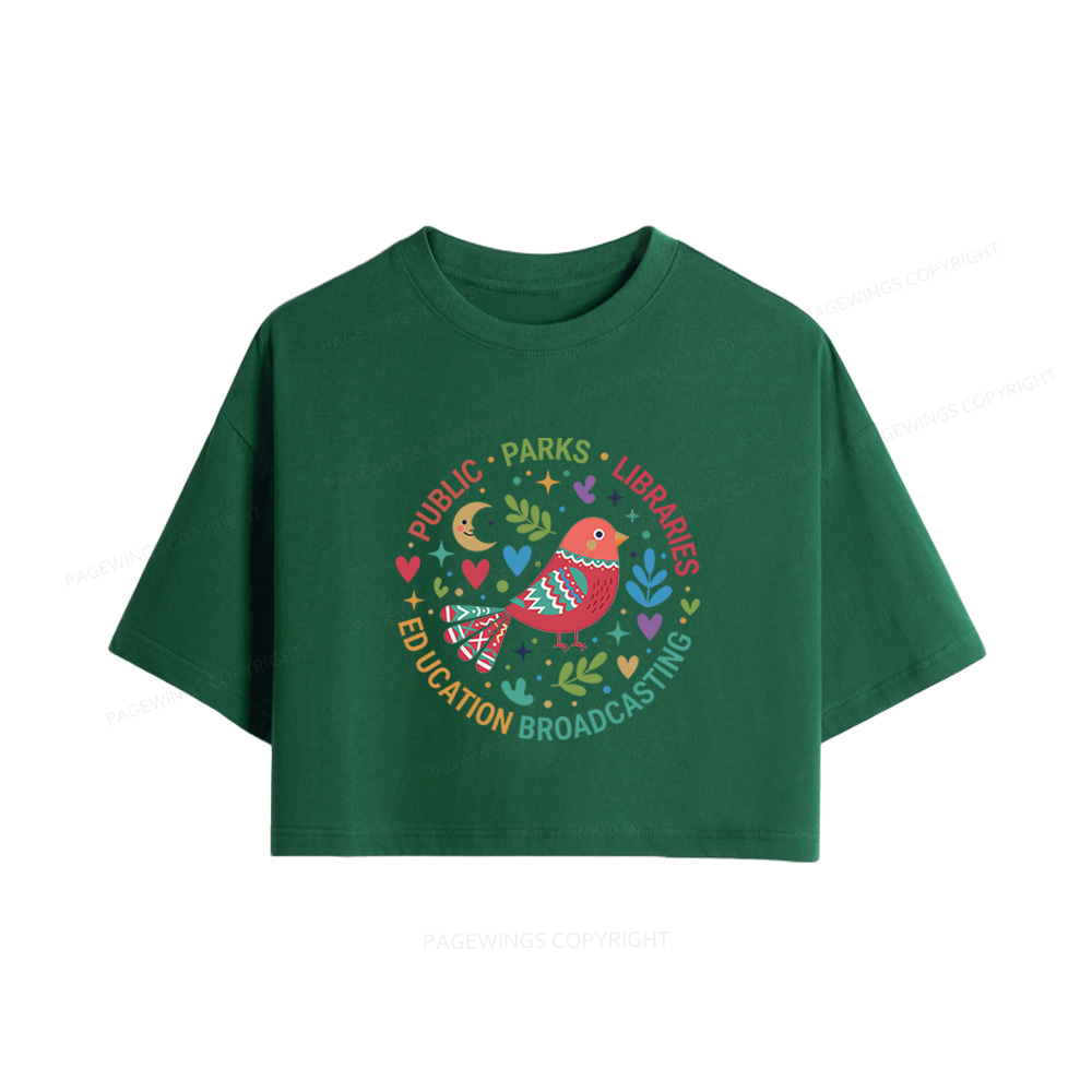 Pagewings Public Parks Libraries Education Broadcasting  Women Crop Tops
