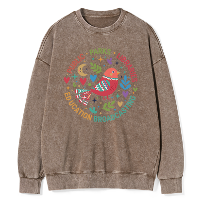 Pagewings Public Parks Libraries Education Broadcasting Unisex Washed Sweatshirt