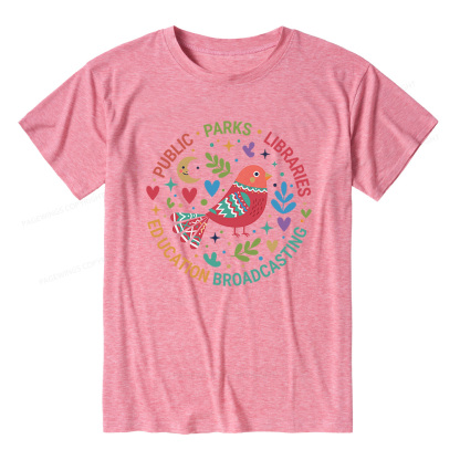 Pagewings Soft Public Parks Libraries Education Broadcasting Unisex Heather T-Shirt