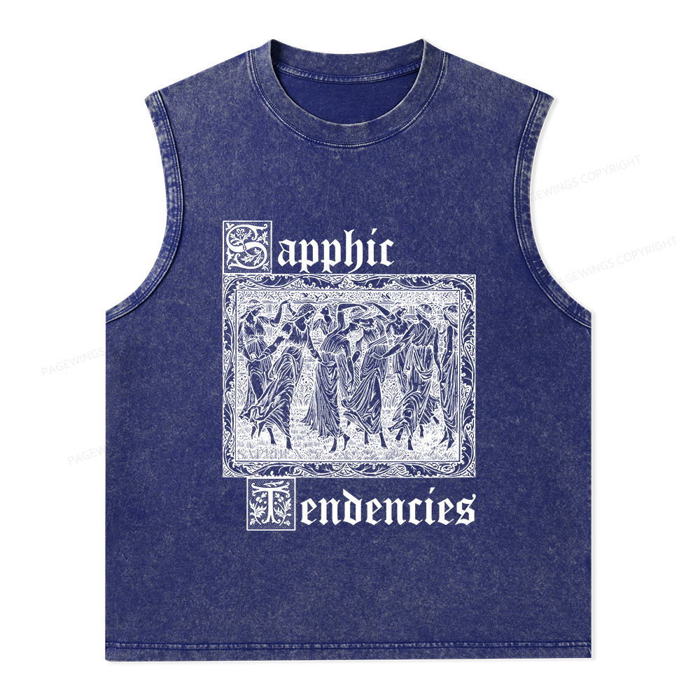 Pagewings Sapphic Tendencies Unisex Washed Tank Top