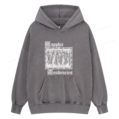Pagewings Sapphic Tendencies Unisex Washed Hoodie