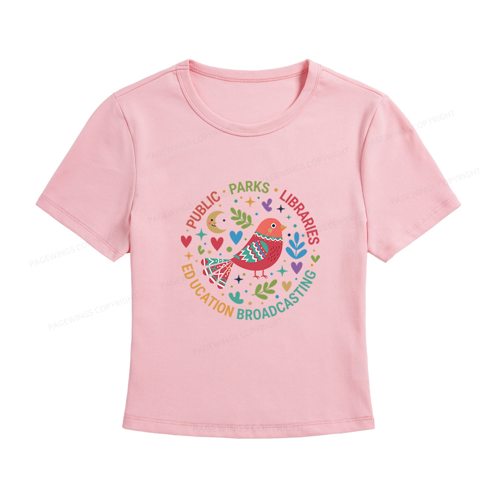 Pagewings Public Parks Libraries Education Broadcasting Women's Baby Tee
