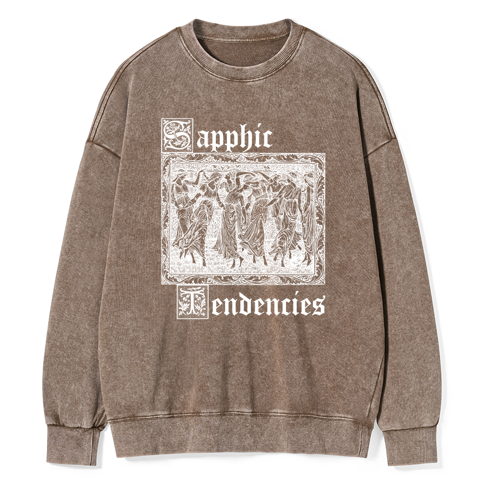 Pagewings Sapphic Tendencies Unisex Washed Sweatshirt