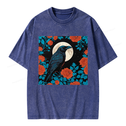 Pagewings Raven and the Moon Unisex Washed T-shirt
