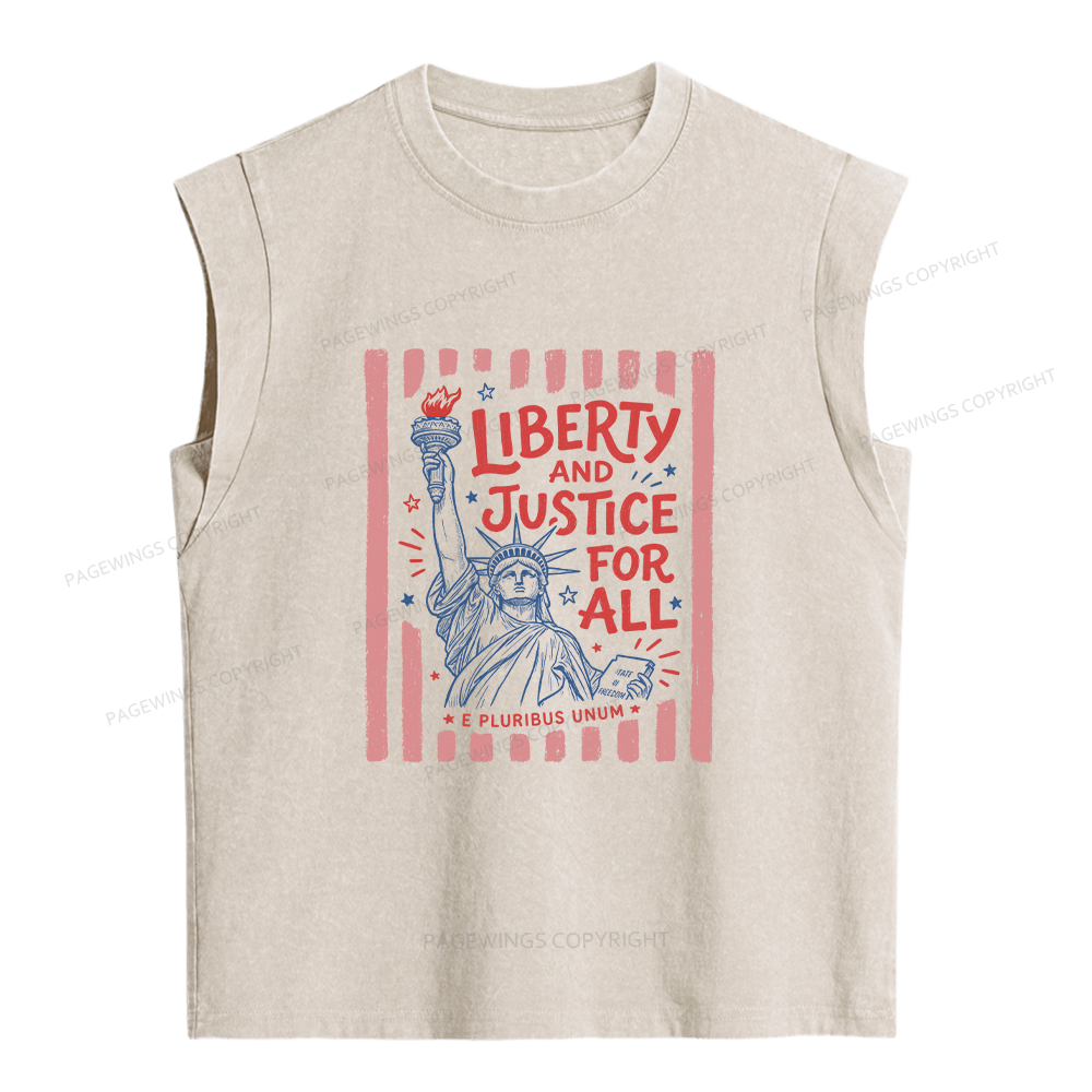 Pagewings Liberty And Justice For All Women's Washed Tank Top