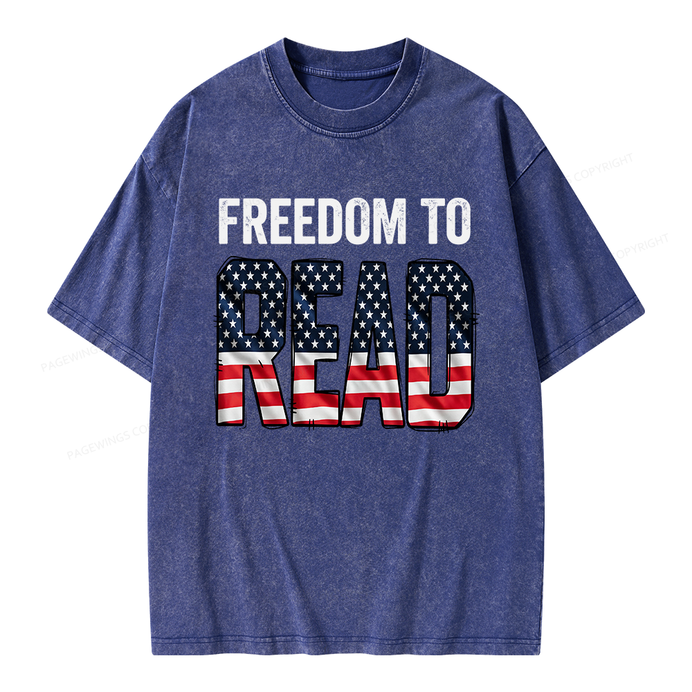 Pagewings Freedom to Read Unisex Washed T-shirt