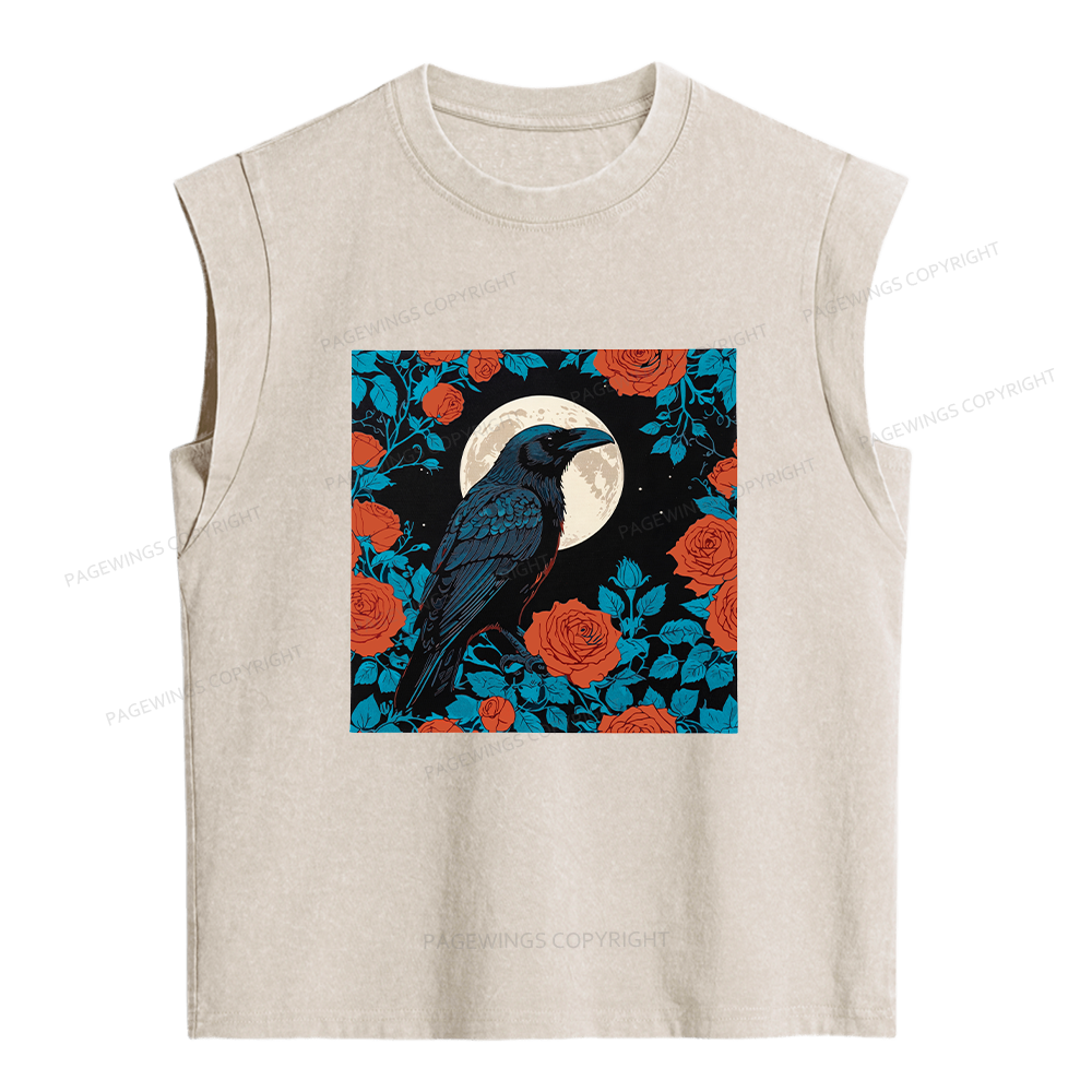 Pagewings Raven And The Moon Women's Washed Tank Top