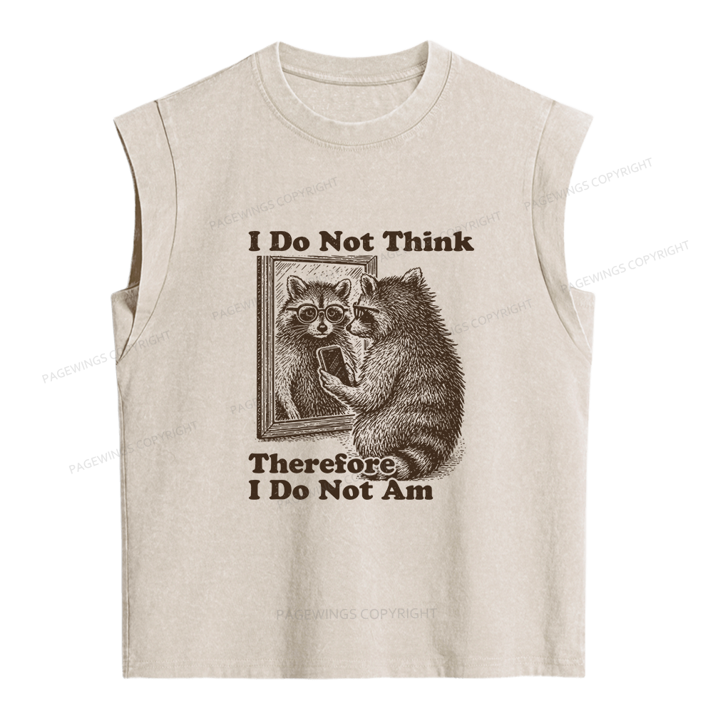 Pagewings I Do Not Think Therefore I Do Not Am Women's Washed Tank Top