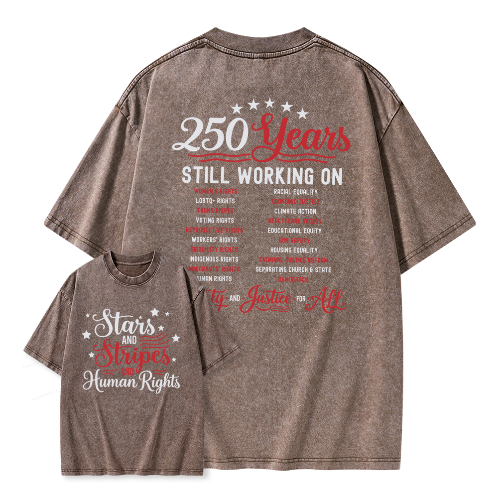 Pagewings Stars and Stripes And Human Rights Unisex Washed T-shirt