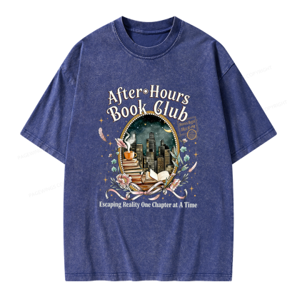 Pagewings After‑Hours Book Club Unisex Washed T-shirt