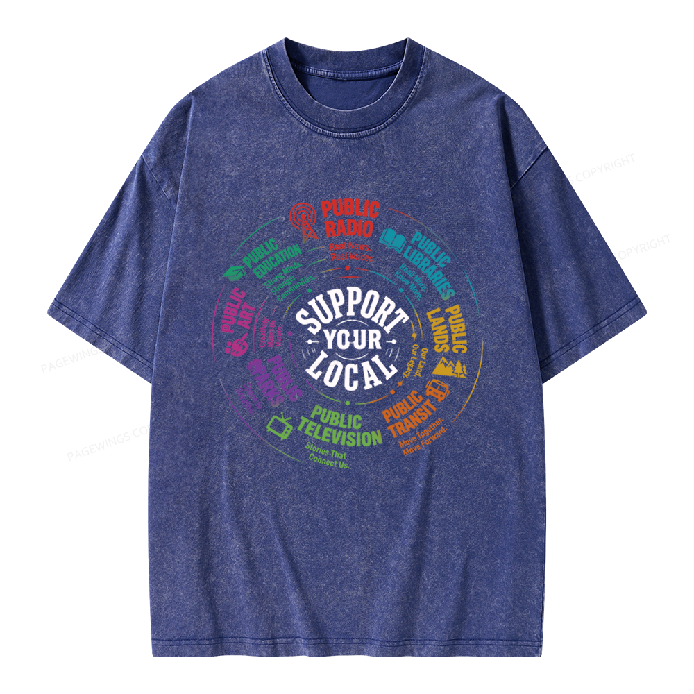 Pagewings Public Libraries Unisex Washed T-shirt