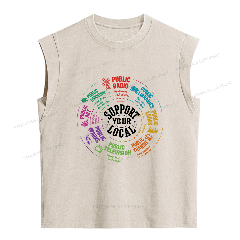 Pagewings Support Your Local Public Libraries  Album Women's Washed Tank Top