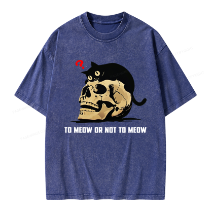 Pagewings To Meow Or Not To Meow Unisex Washed T-shirt