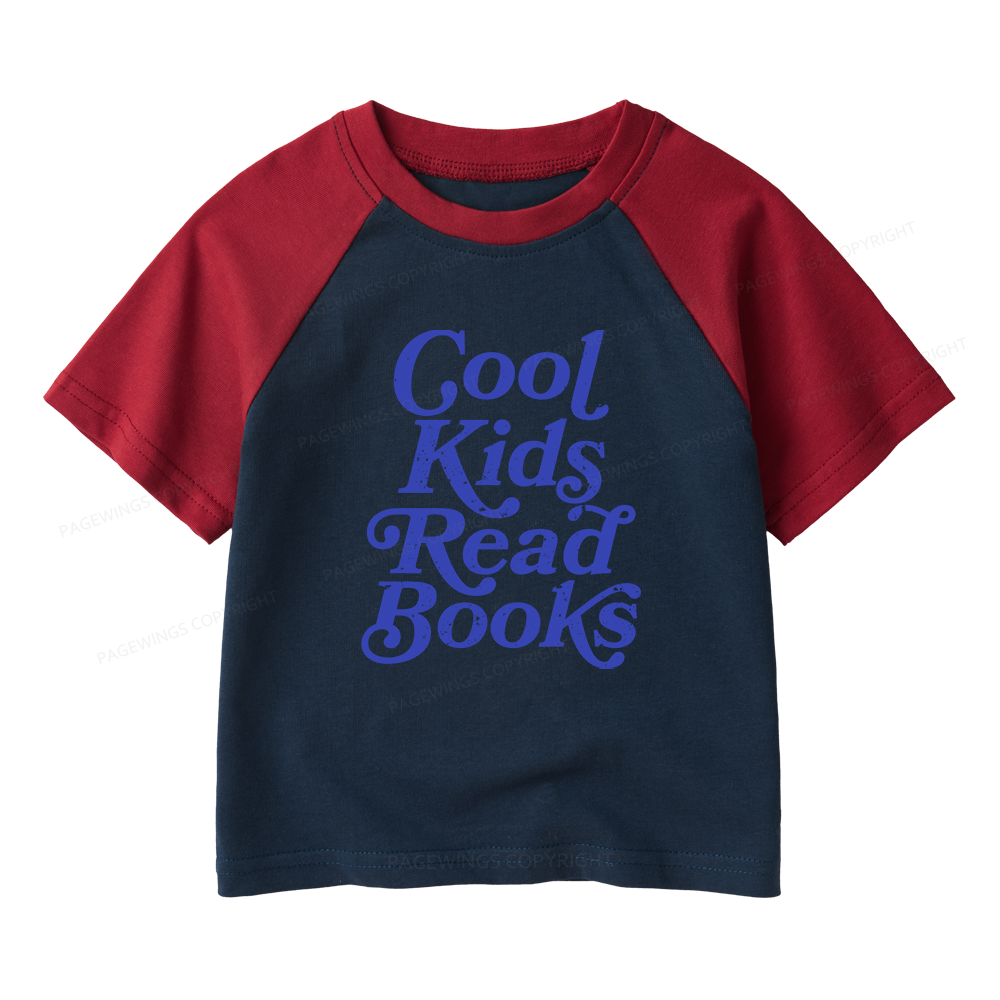 Pagewings Cool Kids Read Books Kids Raglan T-shirt 
