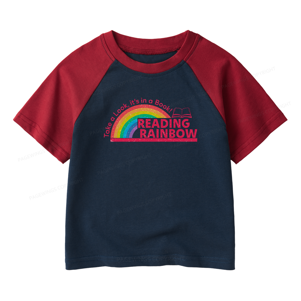 Pagewings Reading With Rainbow Kids Raglan T-shirt 