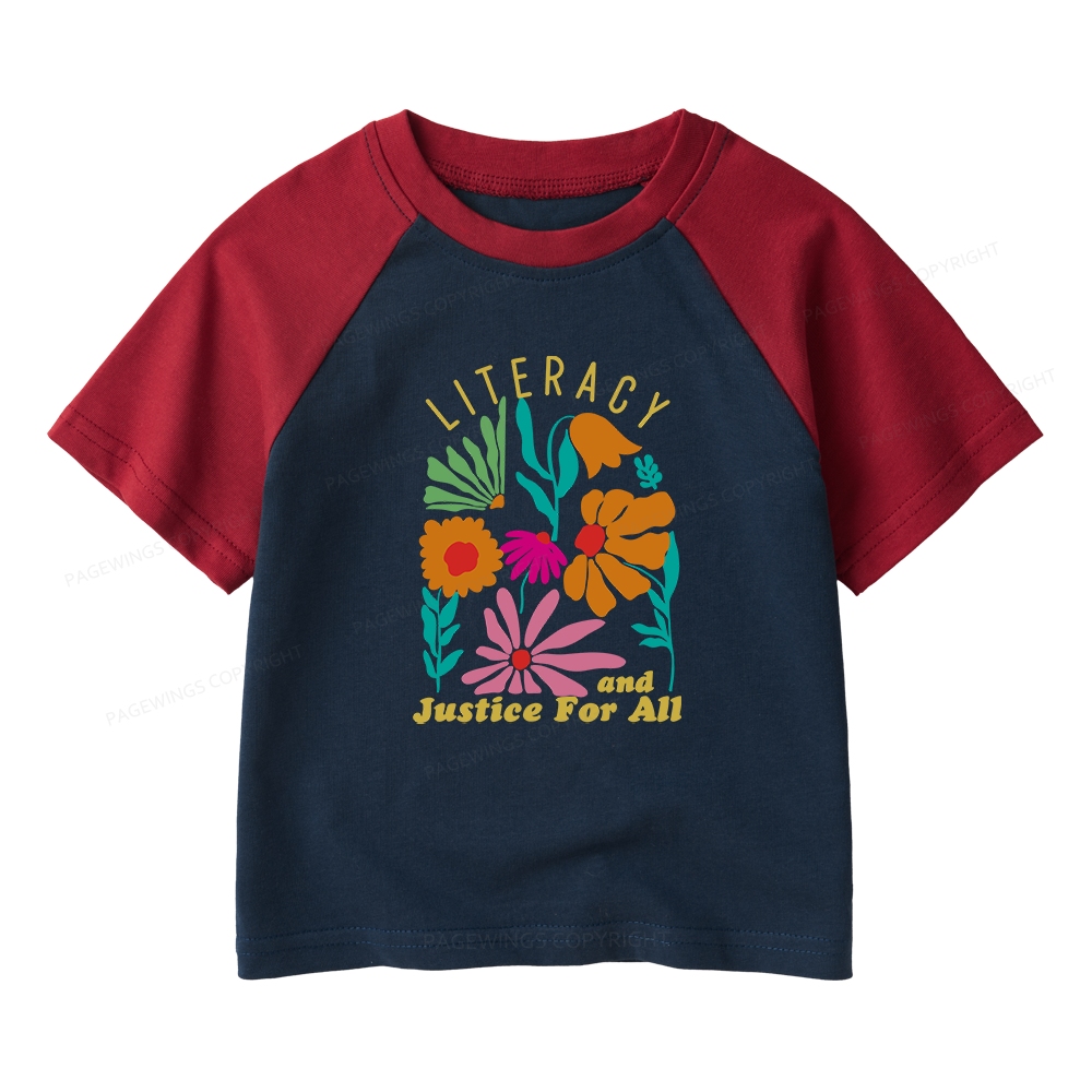 Pagewings Literacy And Justice Kids Raglan T-shirt 