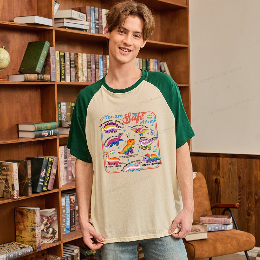 Pagewings You Are Safe With Me Raglan T-shirt