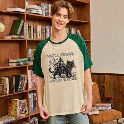 Pagewings Defend Your Local Public Library Raglan T-shirt