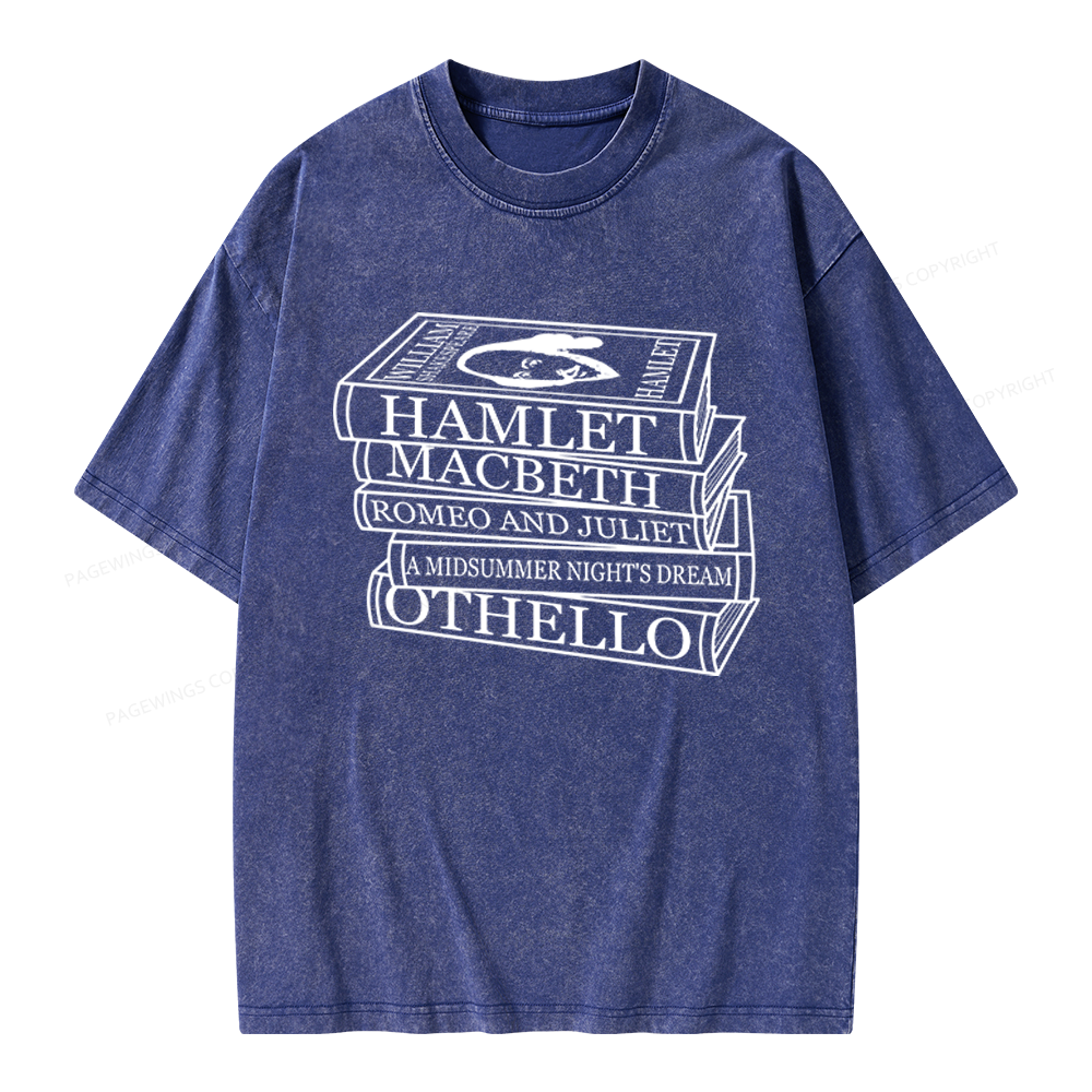 Pagewings Shakespeare Best Books Unisex Washed T-shirt