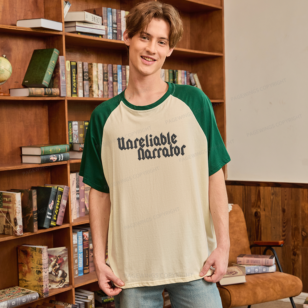 Pagewings Unreliable Narrator Raglan T-shirt