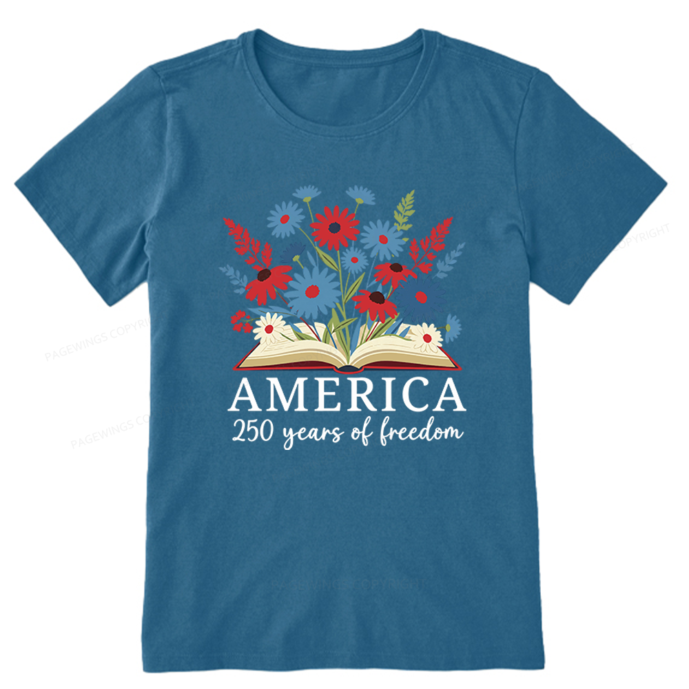 Pagewings Floral Patriotic America 250 Unisex Classic T-shirt