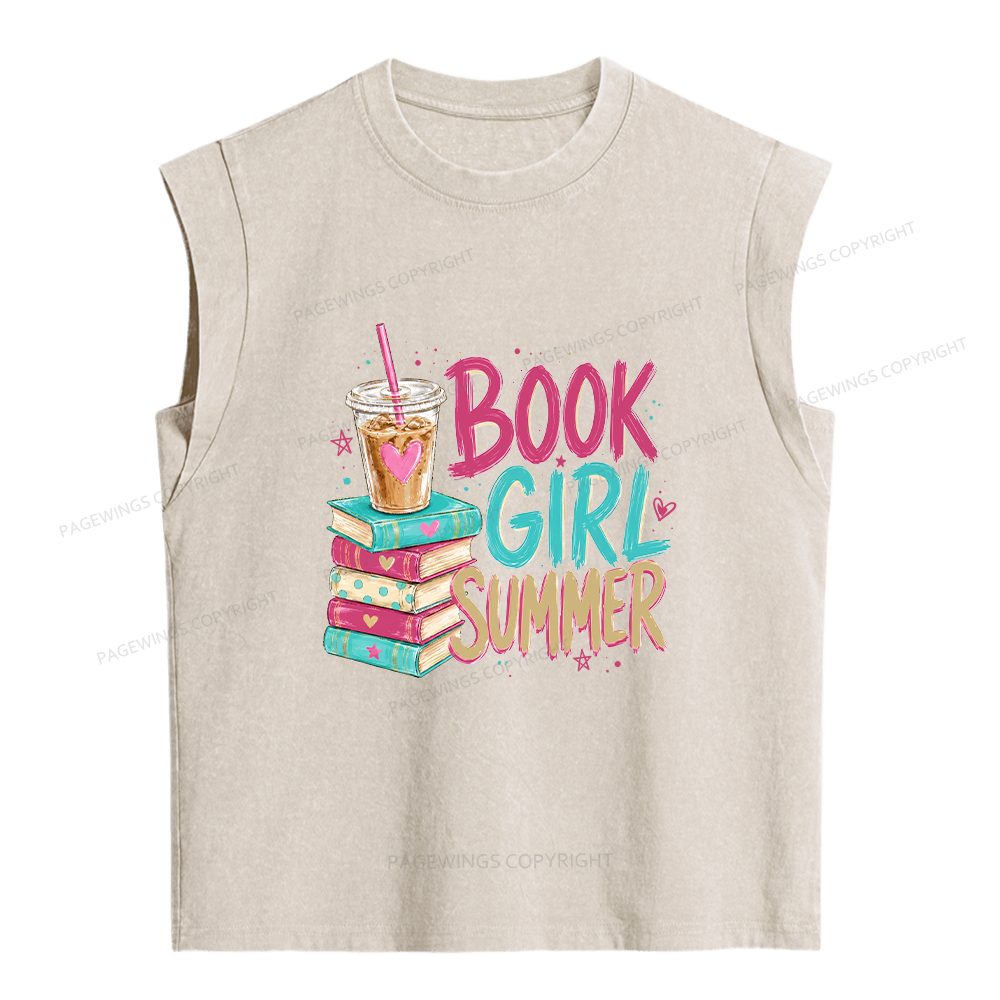 Pagewings Book Girl Summer Women's Washed Tank Top