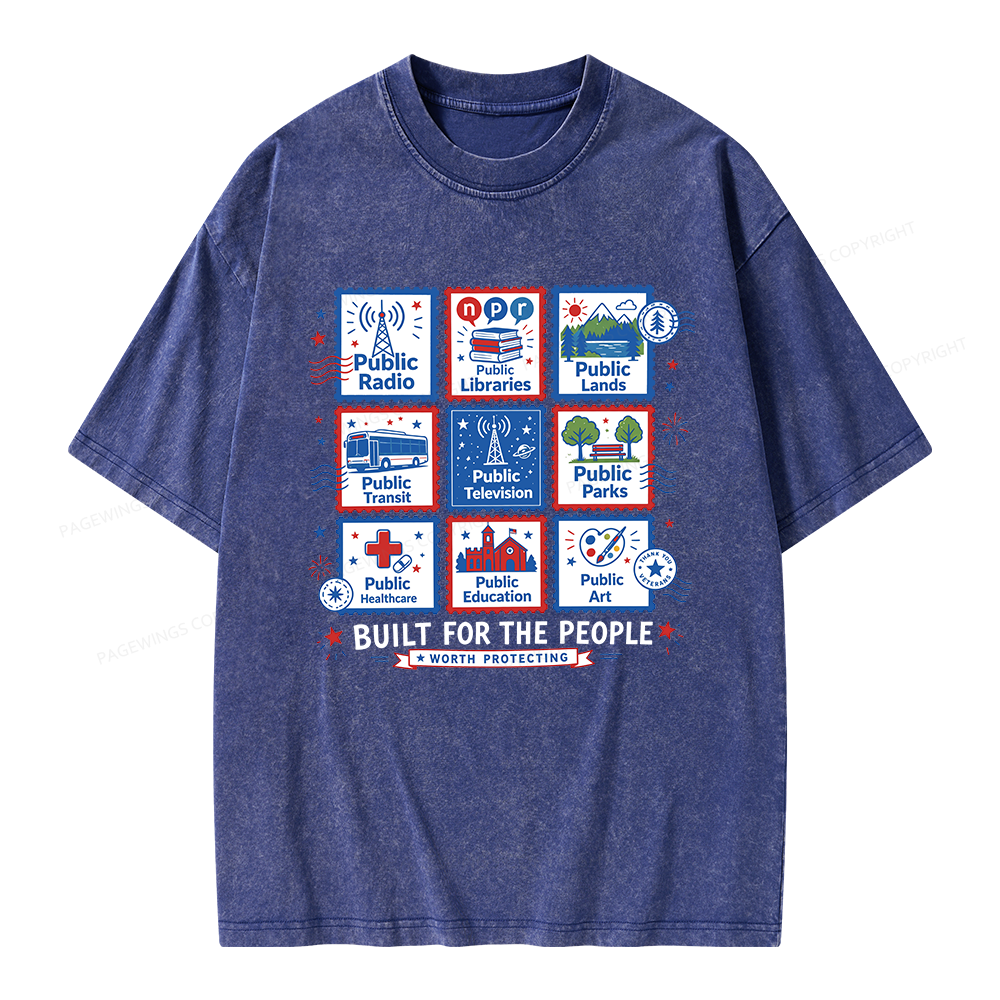 Pagewings Public Libraries Unisex Washed T-shirt