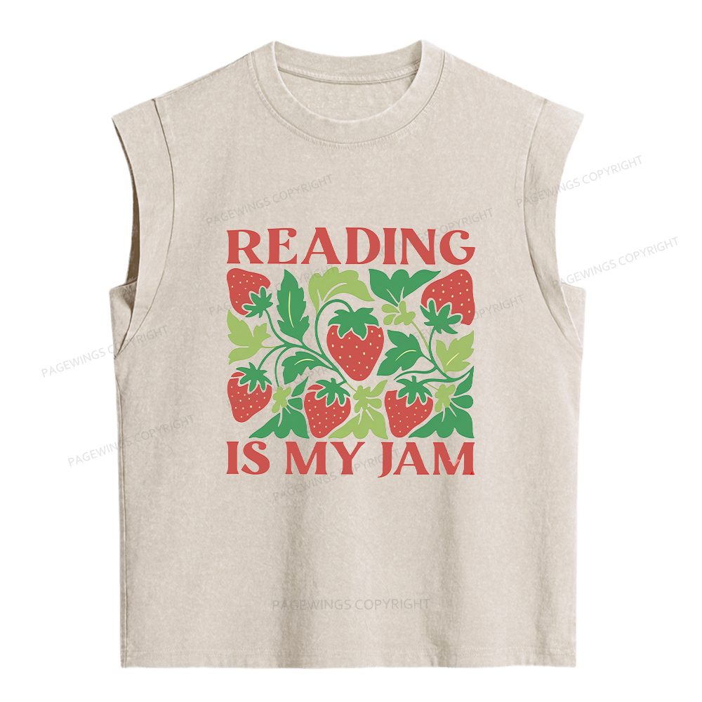 Pagewings Reading Is My Jam Women's Washed Tank Top