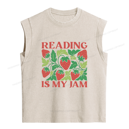 Pagewings Reading Is My Jam Women's Washed Tank Top