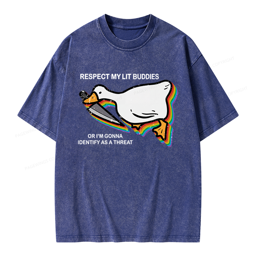 Pagewings Respect My Lit Buddies Unisex Washed T-shirt