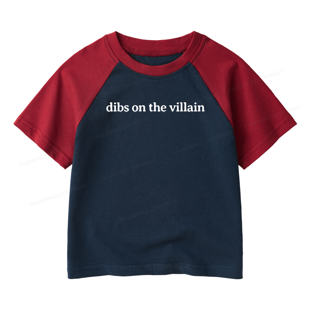 Pagewings Dibs On The Villain Kids Raglan T-shirt 