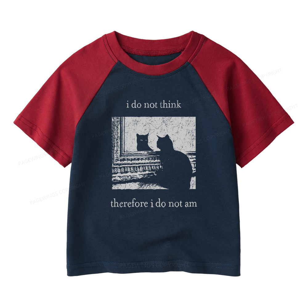 Pagewings I Do Not Think Therefore I Do Not Am Kids Raglan T-shirt 