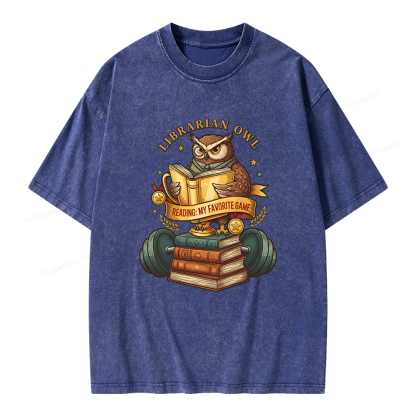 Pagewings Librarian Owl Unisex Washed T-shirt