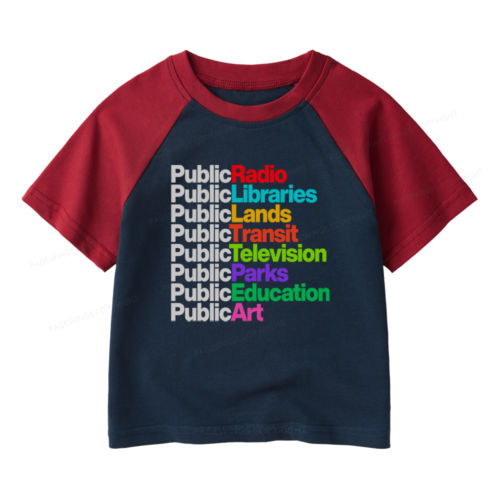 Pagewings Public Libraries Kids Raglan T-shirt 