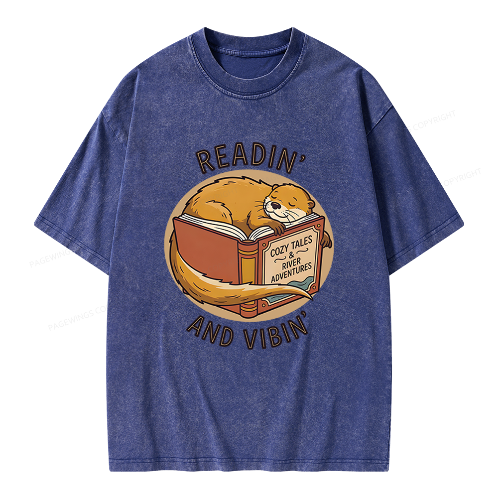 Pagewings Readin' And Vibin' Unisex Washed T-shirt