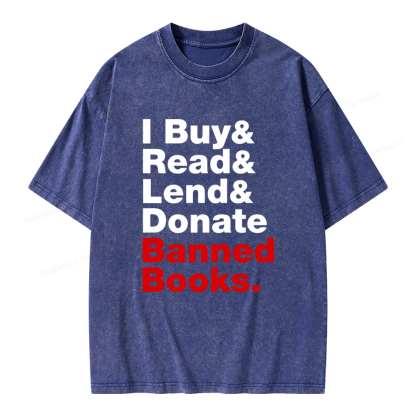 Pagewings I Buy and Read and Lend and Donate Banned Books Unisex Washed T-shirt