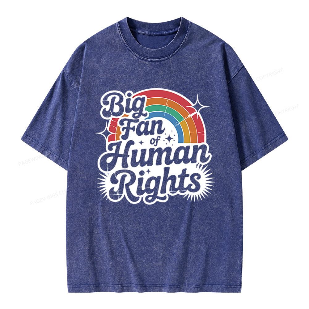 Pagewings Big Fan of Human Rights Unisex Washed T-shirt