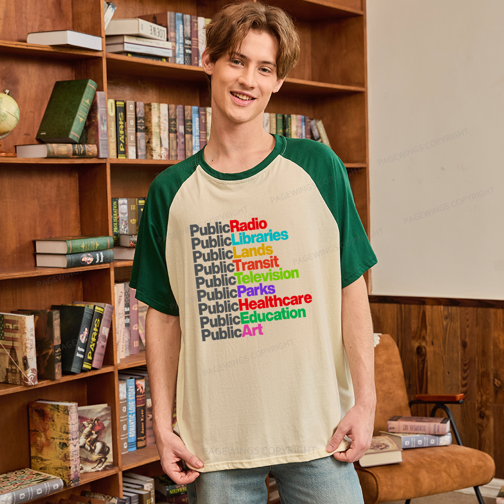 Pagewings Personalized Public Libraries Raglan T-shirt