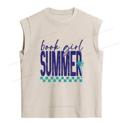 Pagewings Book Girl Summer Women's Washed Tank Top