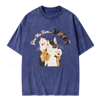 Pagewings Give Me Five Books Unisex Washed T-shirt