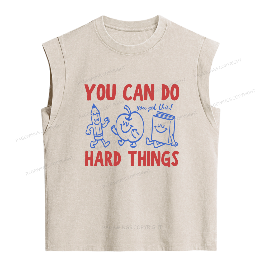 Pagewings You Can Do Hard Things Women's Washed Tank Top
