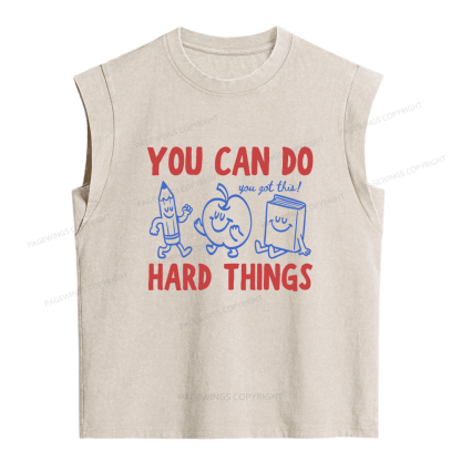 Pagewings You Can Do Hard Things Women's Washed Tank Top