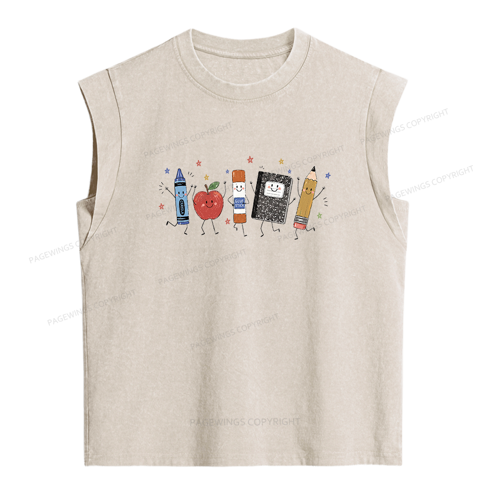 Pagewings Funny Teacher Life Women's Washed Tank Top