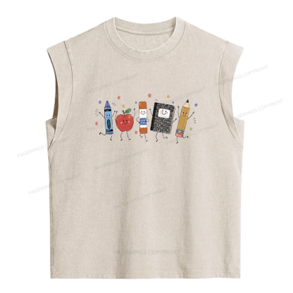 Pagewings Funny Teacher Life Women's Washed Tank Top