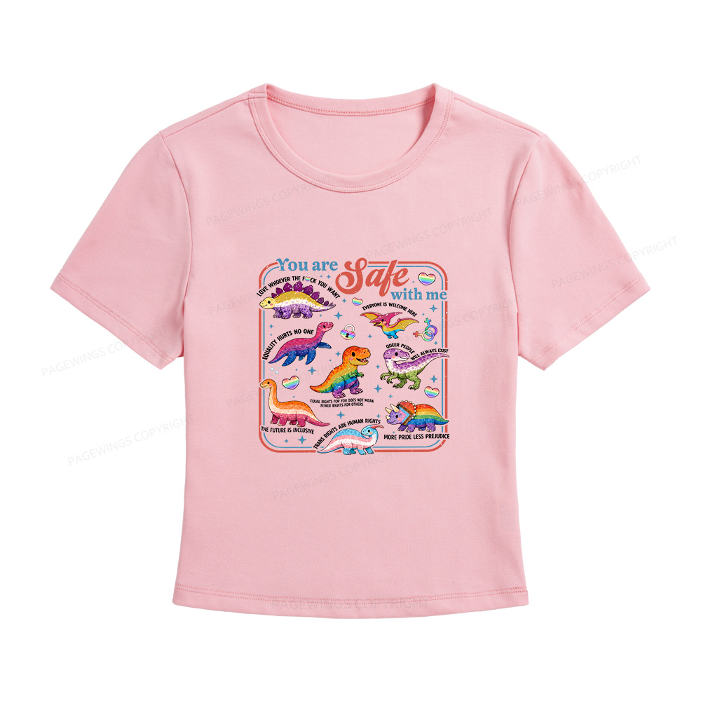 Pagewings Dinosaur Rainbow Women's Baby Tee
