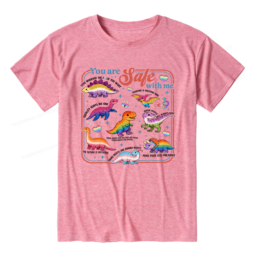 Pagewings Soft Dinosaur Rainbow Unisex Heather T-Shirt