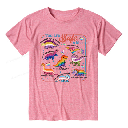Pagewings Soft Dinosaur Rainbow Unisex Heather T-Shirt