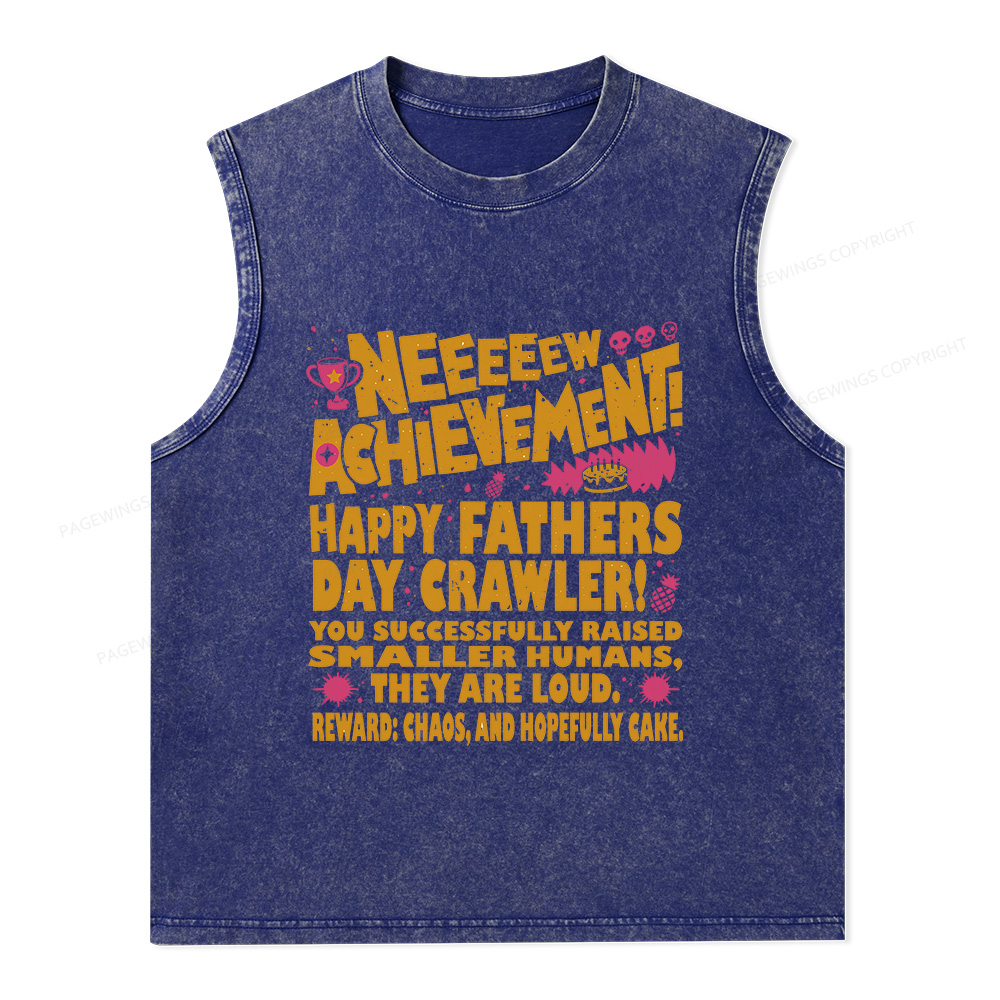 Pagewings Dad Achievement Unisex Washed Tank Top