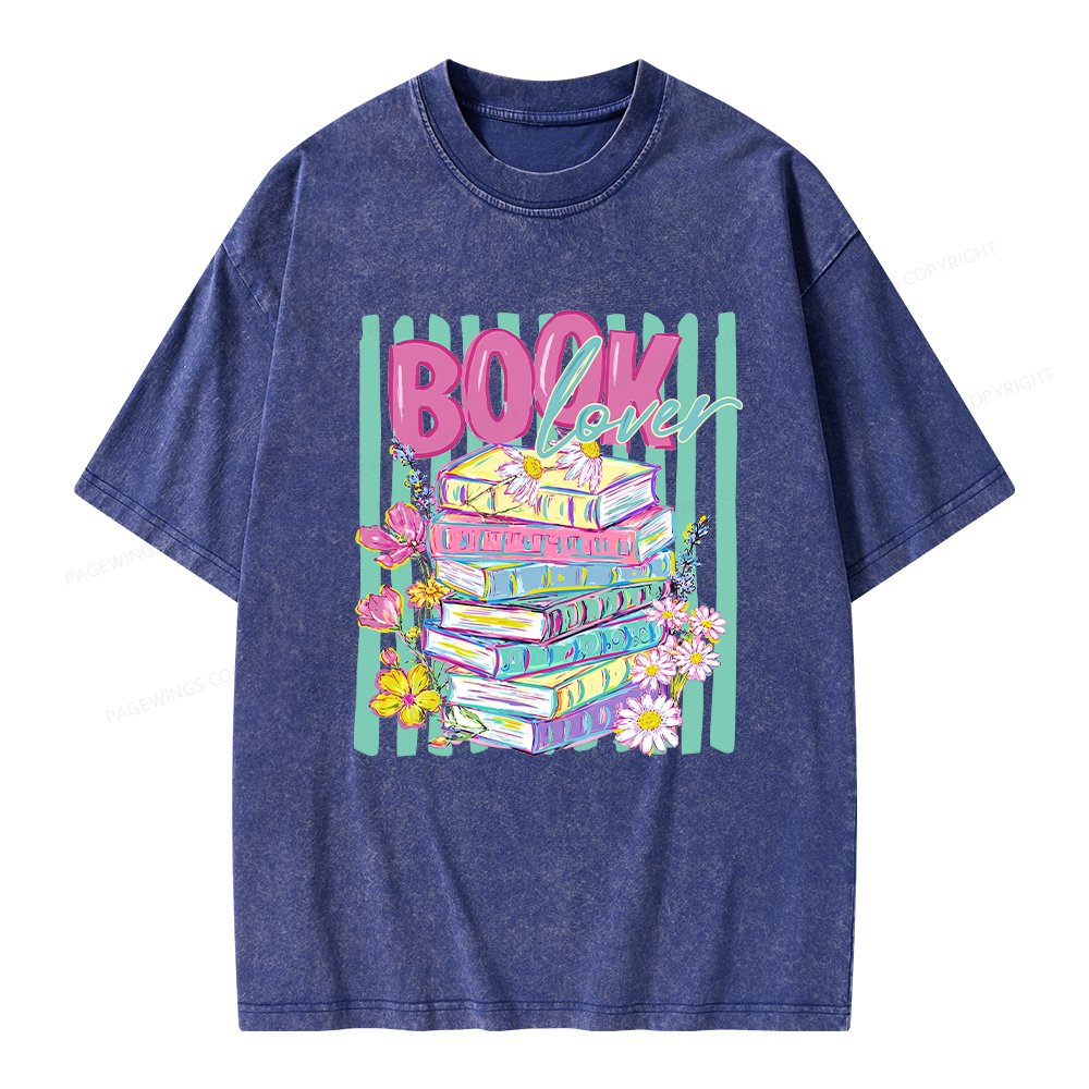 Pagewings Floral Bookish Unisex Washed T-shirt