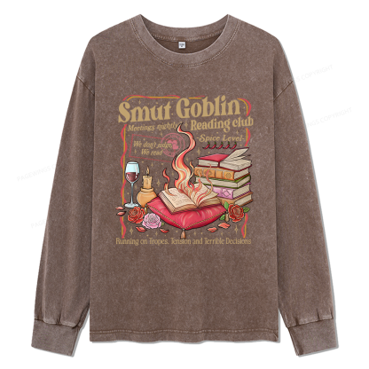 Pagewings Smut Goblin Dark Romance Unisex Washed Long Sleeve T-shirt